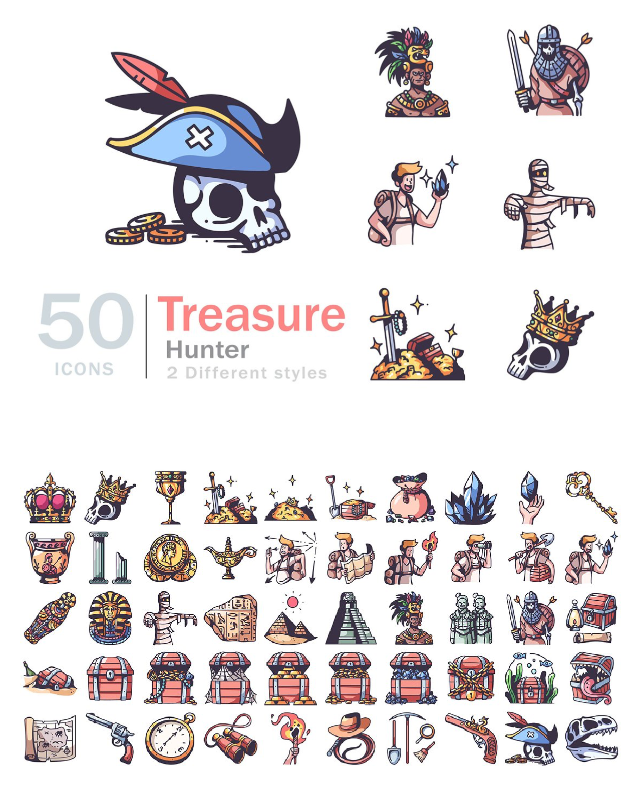 50 treasure hunter icon set pinterest image preview.
