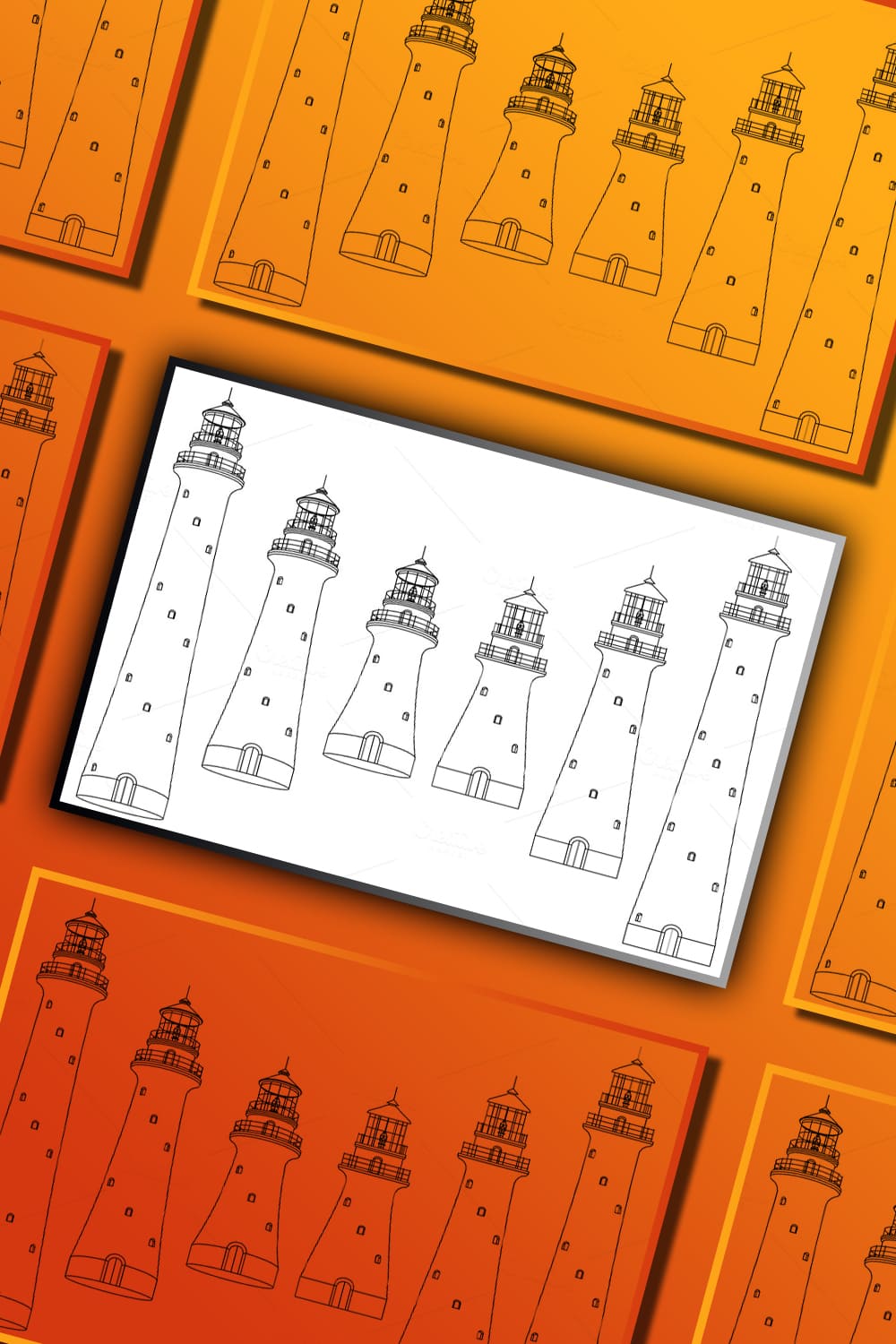 Vector Outline Lighthouse Beacon Set pinterest image preview.