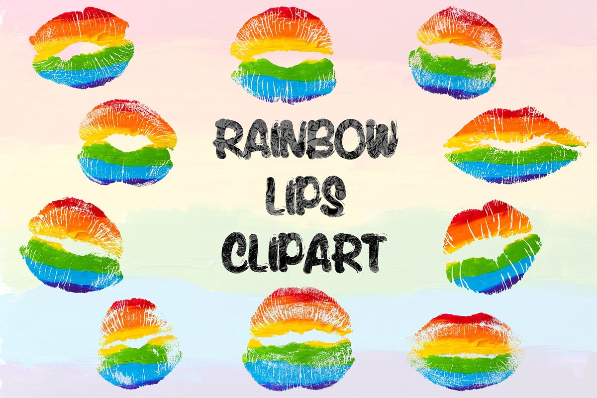 Cover image of Rainbow Lips, Lgbt Pride Clipart.