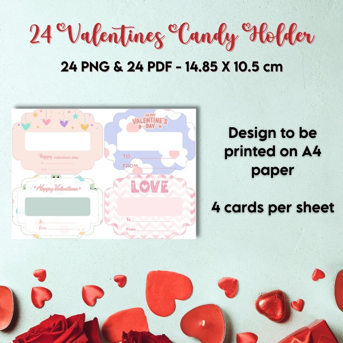 Four template for Valentine's cards.