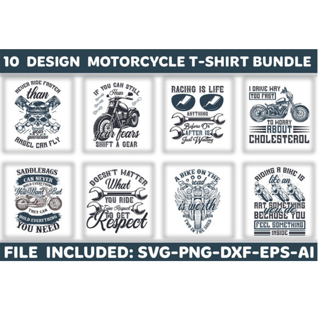10 Motorcycle T-shirt Design Bundle main cover.