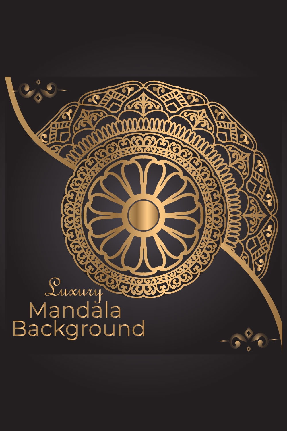 Luxury mandala design with golden colour pinterest preview image.