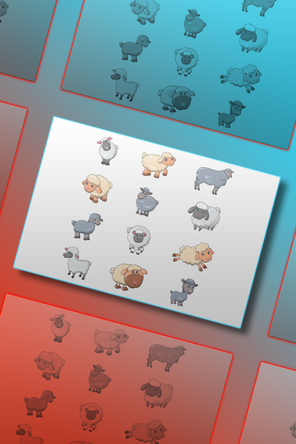 Sheep Cute Lamb Farm Iicons Set Pinterest Cover.
