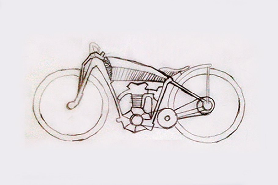 Vintage hand-drawn bike.
