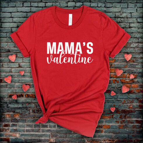Image of a t-shirt with a charming inscription Mamas Valentine