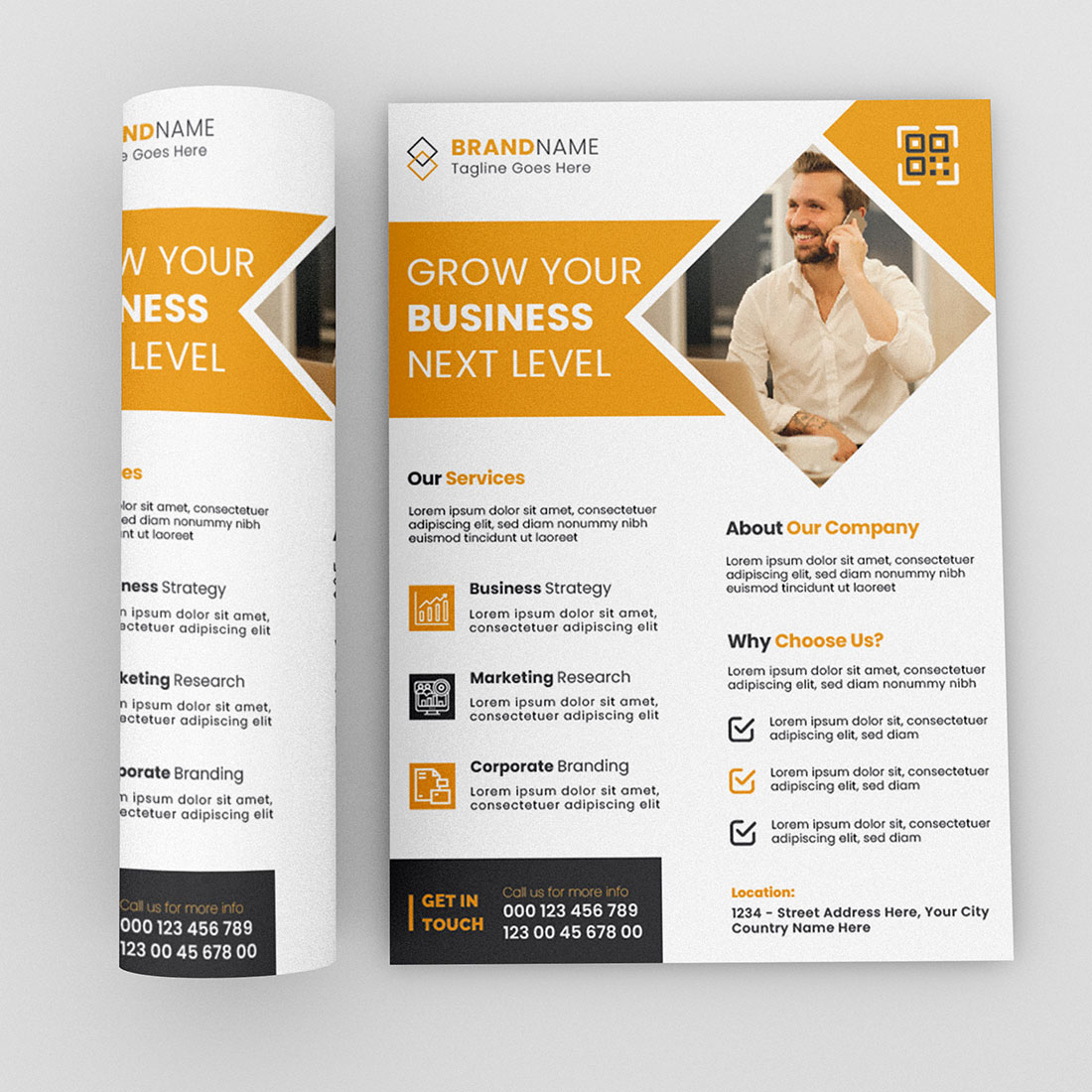 Image of colorful business flyer template in yellow