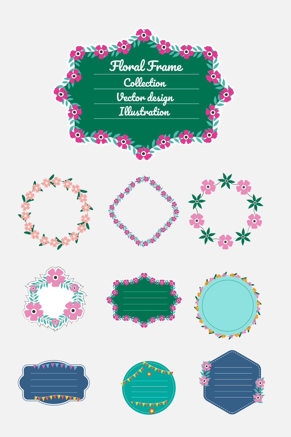 Badge With Flower Stickers Or Labels Vector pinterest image.
