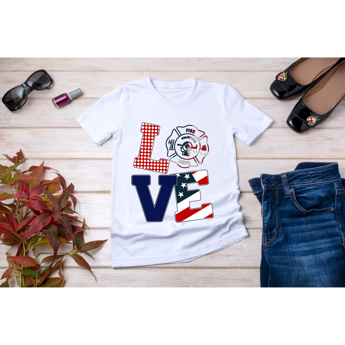 T-shirt Love American Flag Design Preview image.