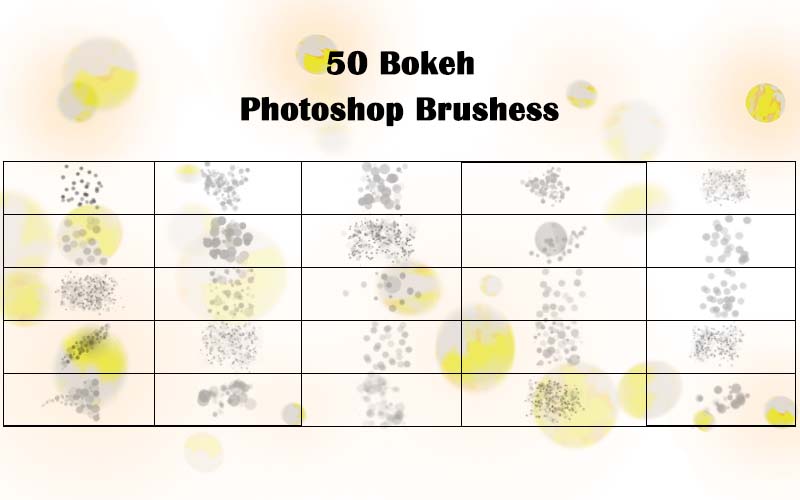 Bokeh Photoshop Brushes preview image.