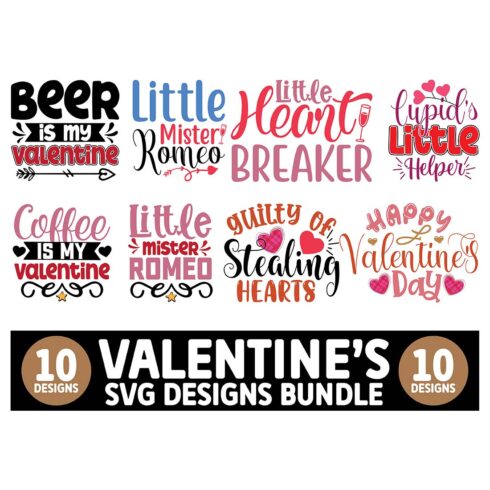 10 Valentines T-Shirt SVG Designs Set main cover