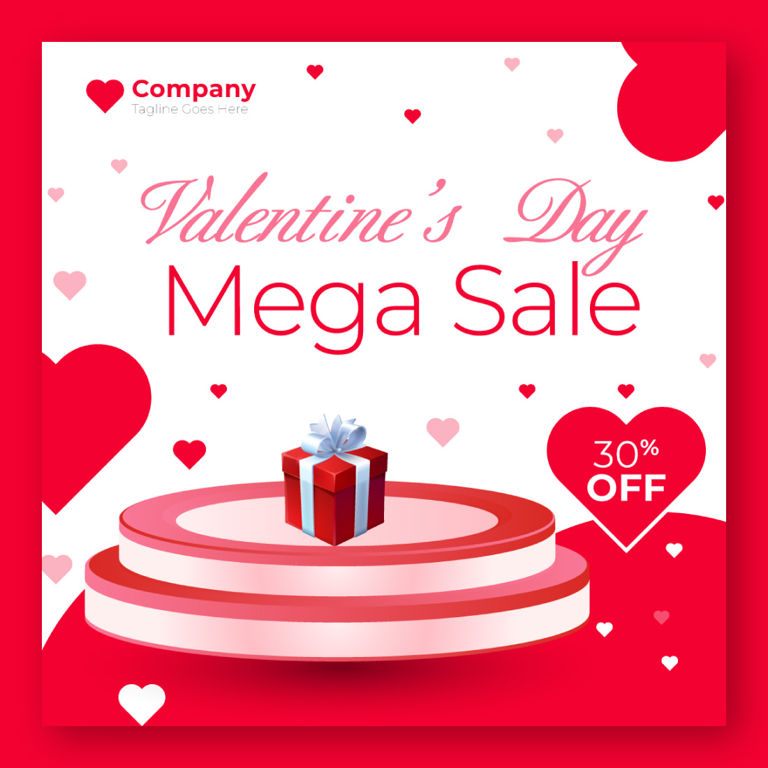 Mega Sale Valentines Day Social Media Post Banner Design cover image.