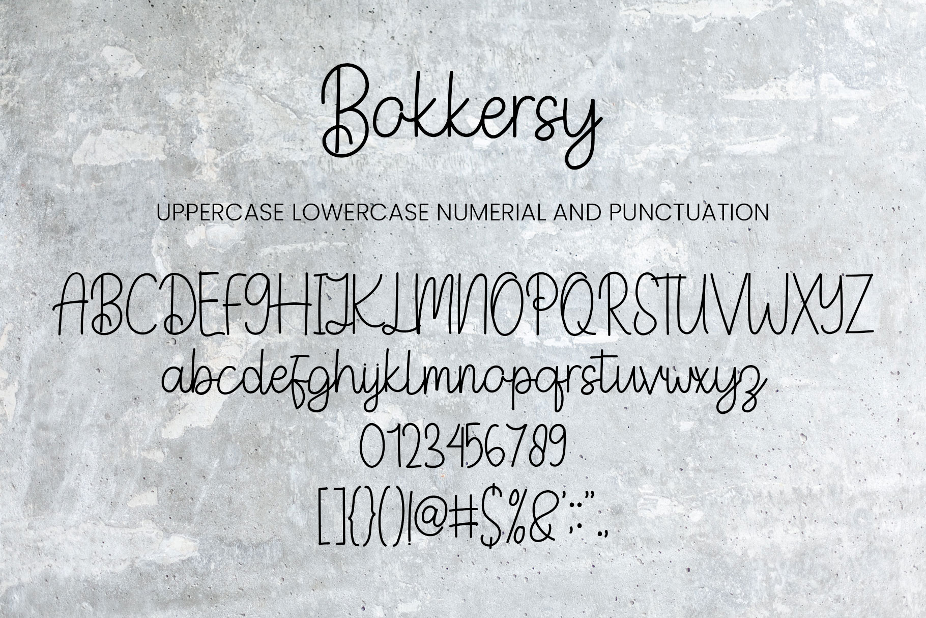 Image with symbols and letters of enchanting font Bokkersy