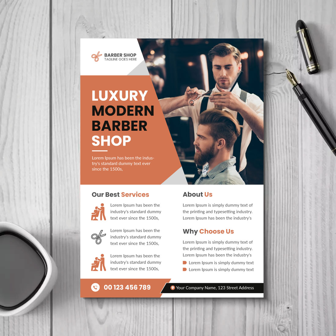06 Luxury Barber Shop Flyer Or Poster Template main image.