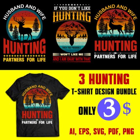 Hunting T-shirt Design Bundles main image.