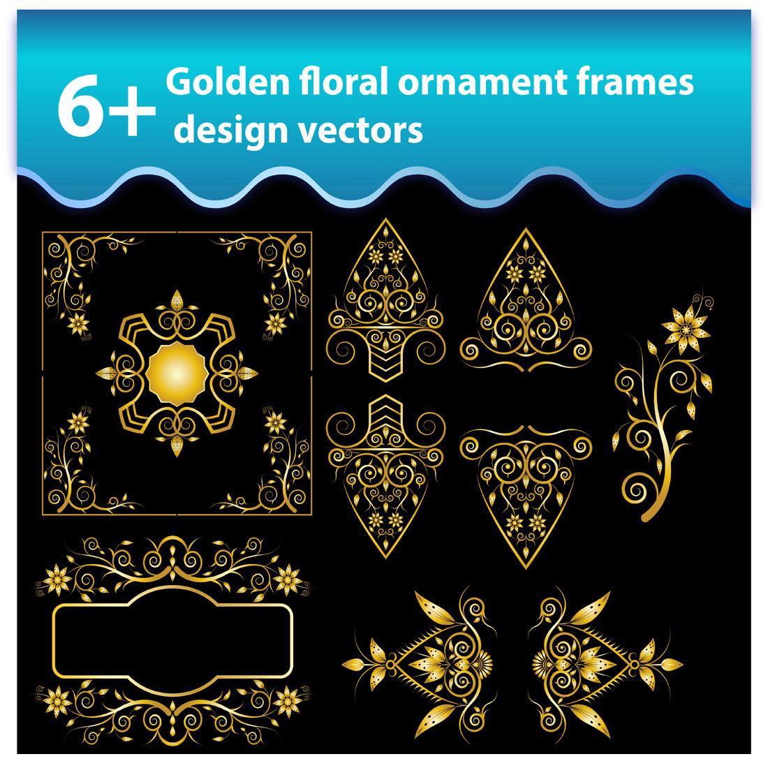 6+ Golden Floral Ornament Frames Design main image.