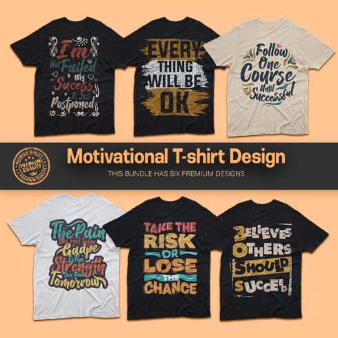 Retro Motivational T-shirt Design Bundle main image.