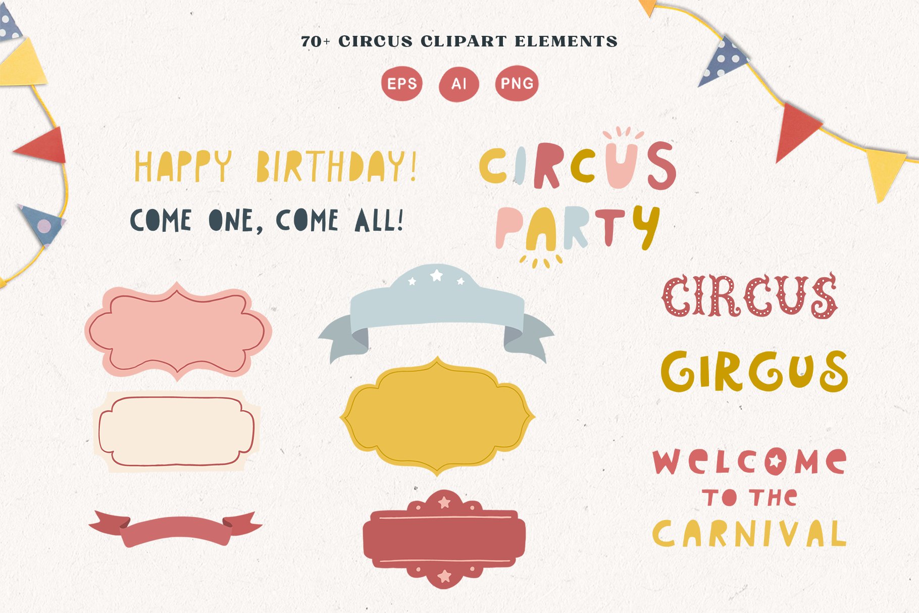 Circus clipart elements preview.