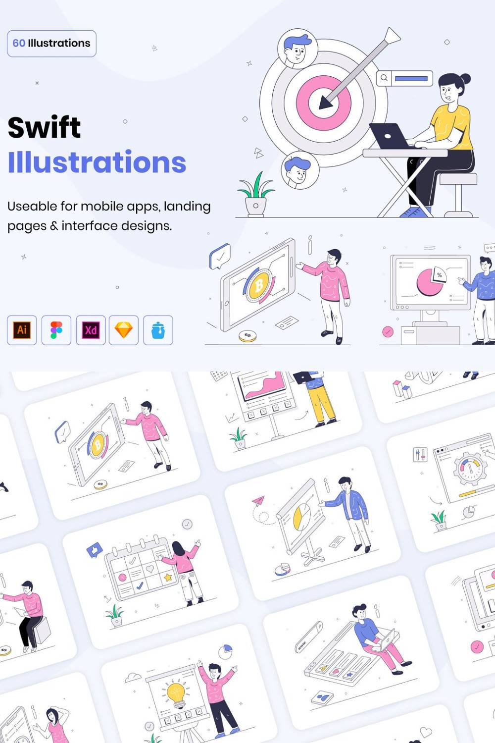 60 Perfect Swift Illustrations Pinterest Cover.