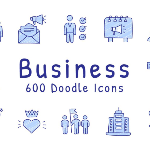 600 business concept doodle icons main cover.