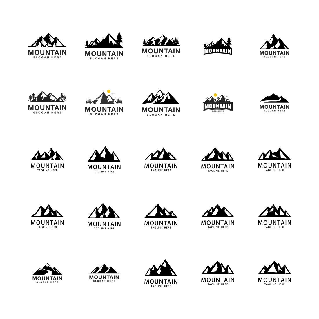 Set of Mountain Logo Vector Design main cover.