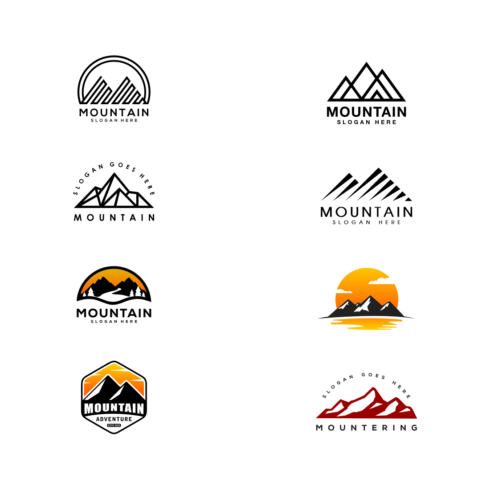Set of Mountain Logo Vector Design.