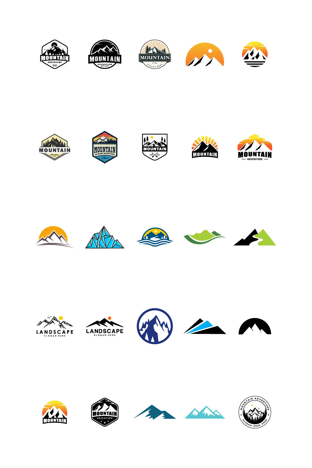 Set Of Mountain Logo Vector Design pinterest image.