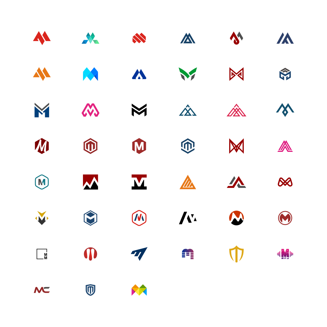 Set Of Initial Letter M Logo Design