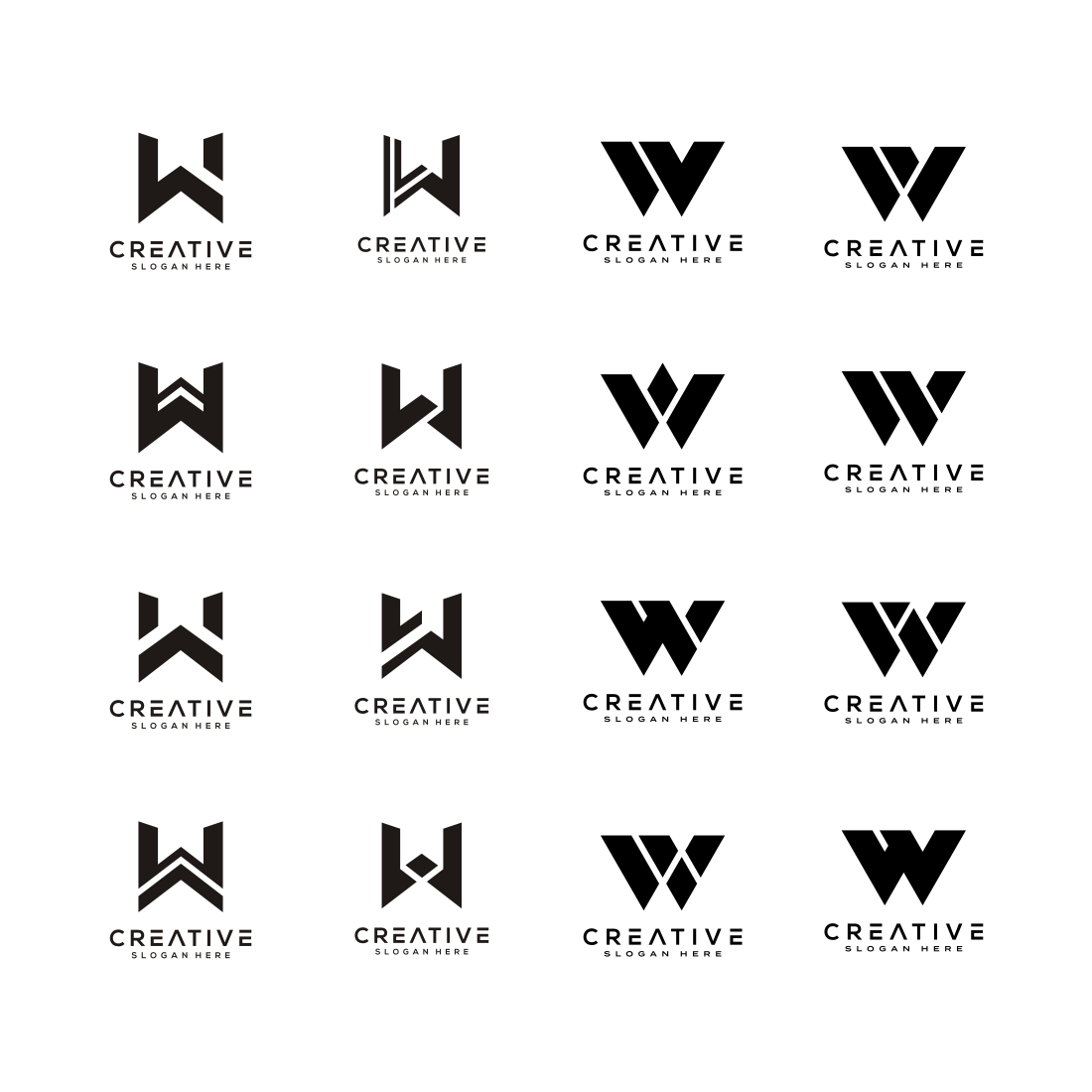 Set Of Initial Letter W Logo Design.