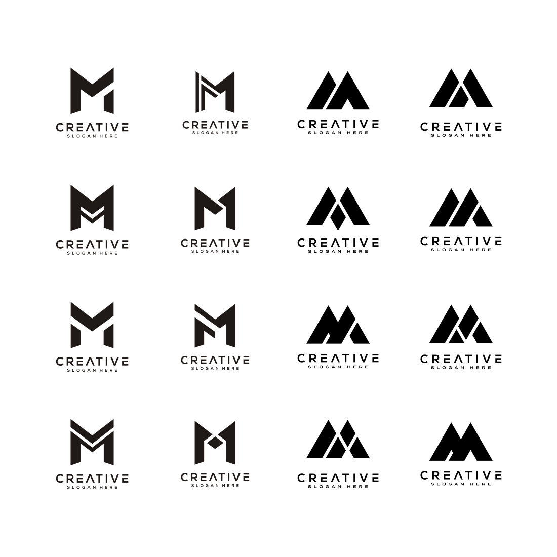 Set Of Initial Letter M Logo Design.