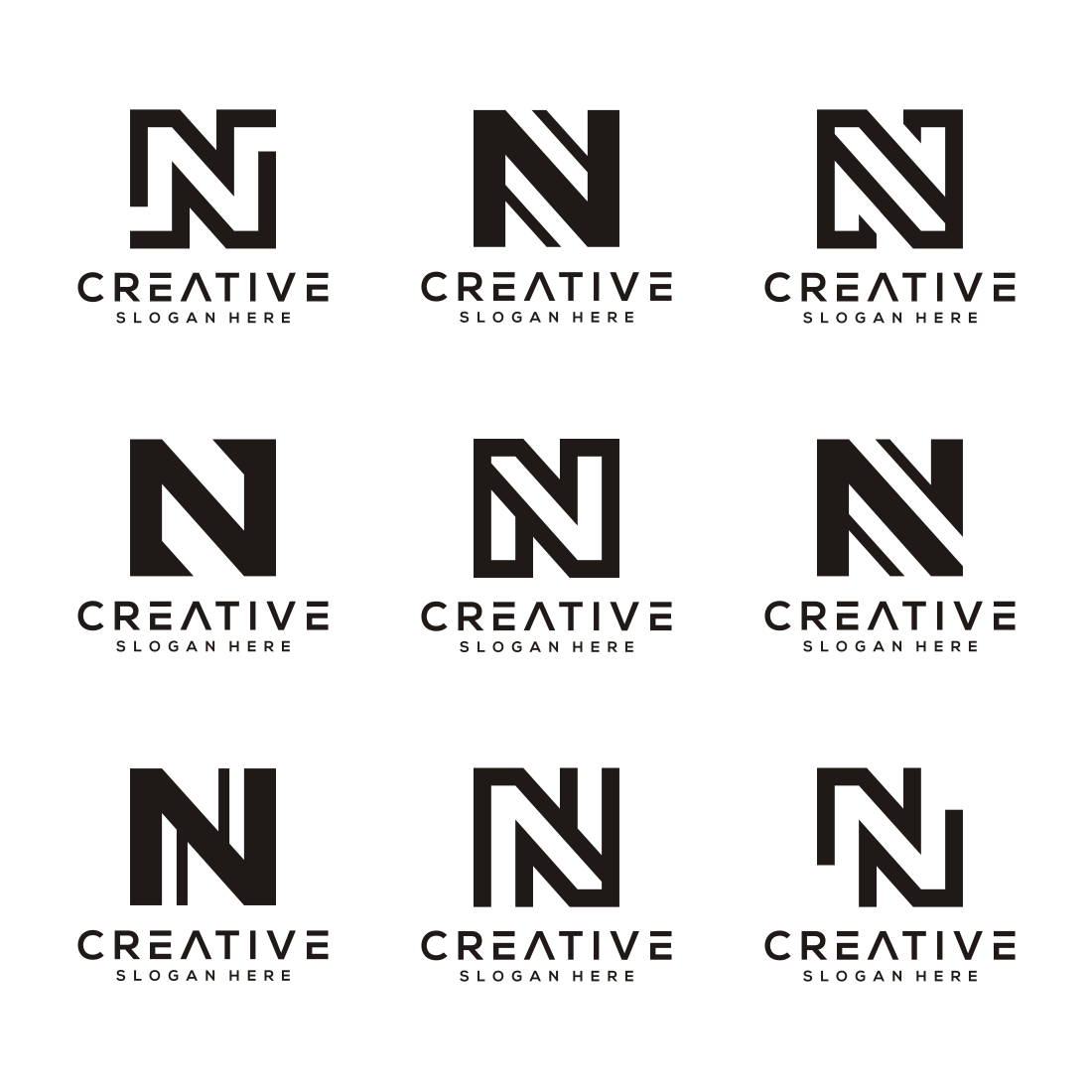 Set of Initial Letter N Logo Vector.