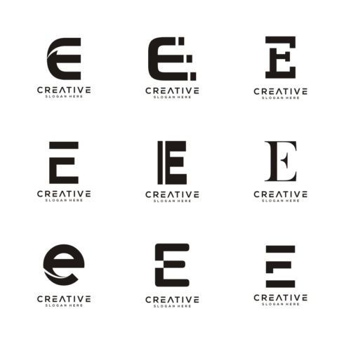 Set of Initial Letter E Logo Vector.