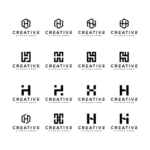 Set of Initial Letter H Logo Vector.