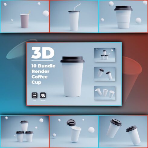10 Bundle 3D Render Coffee Cup main image preview.