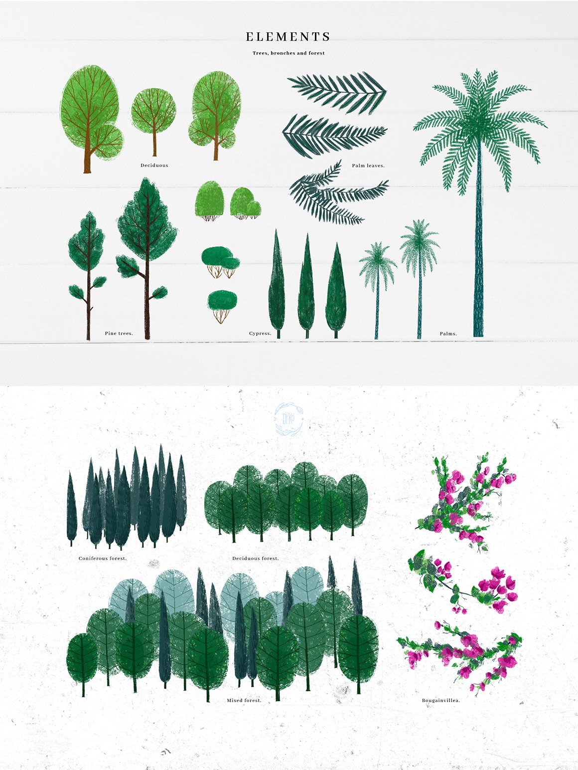Themed green elements designs.