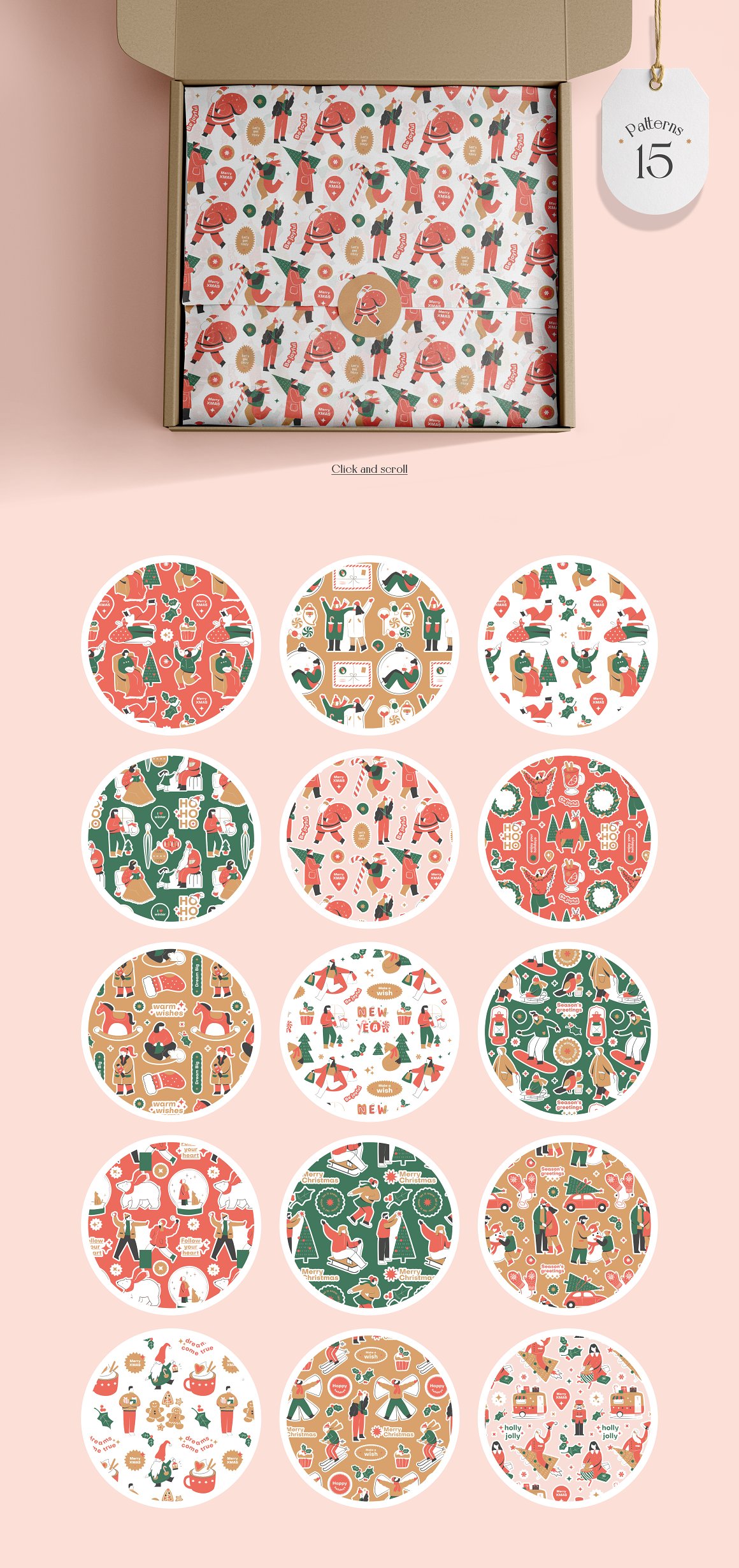 A set of 15 different christmas seamless patterns.