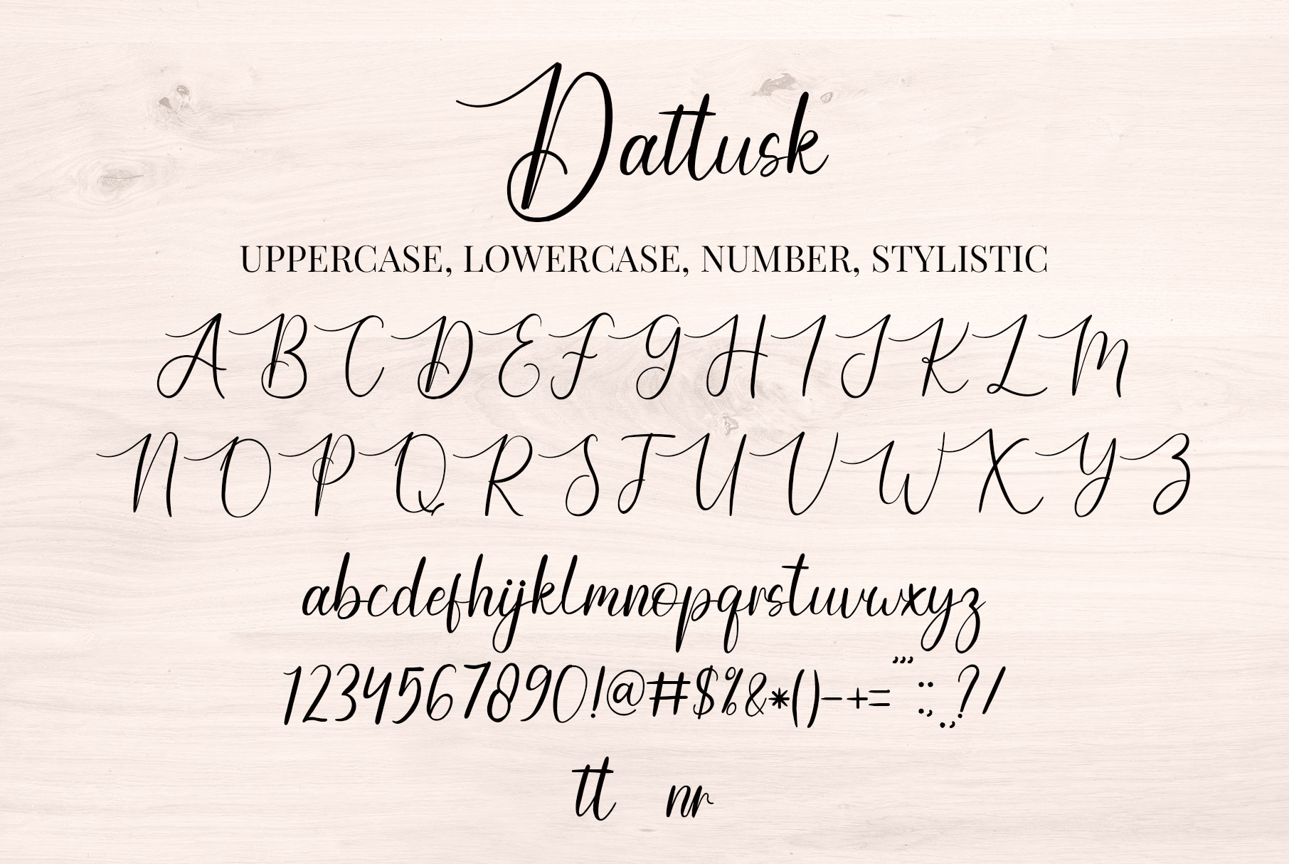 Image with symbols and letters of Dattusk enchanting font