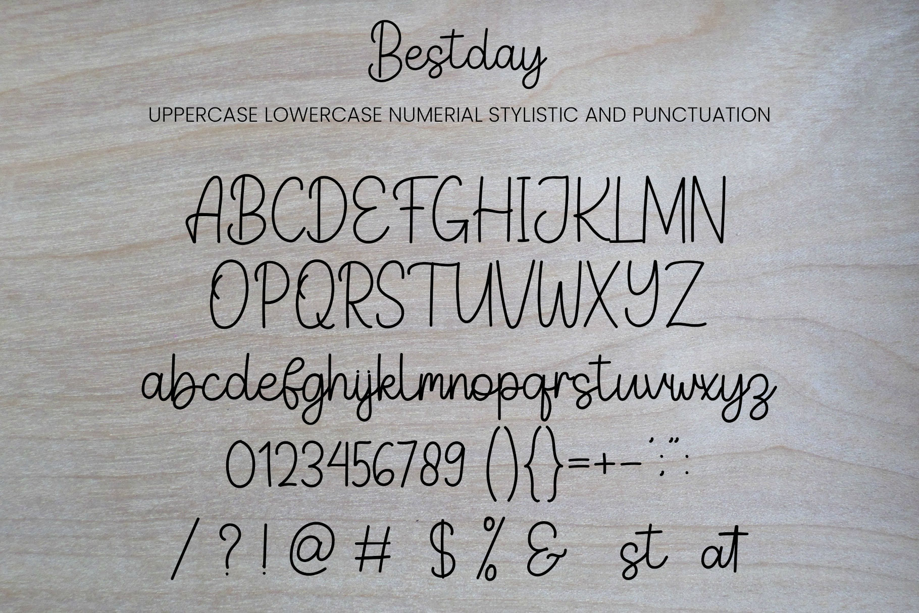 Image with symbols and letters of colorful font Bestday
