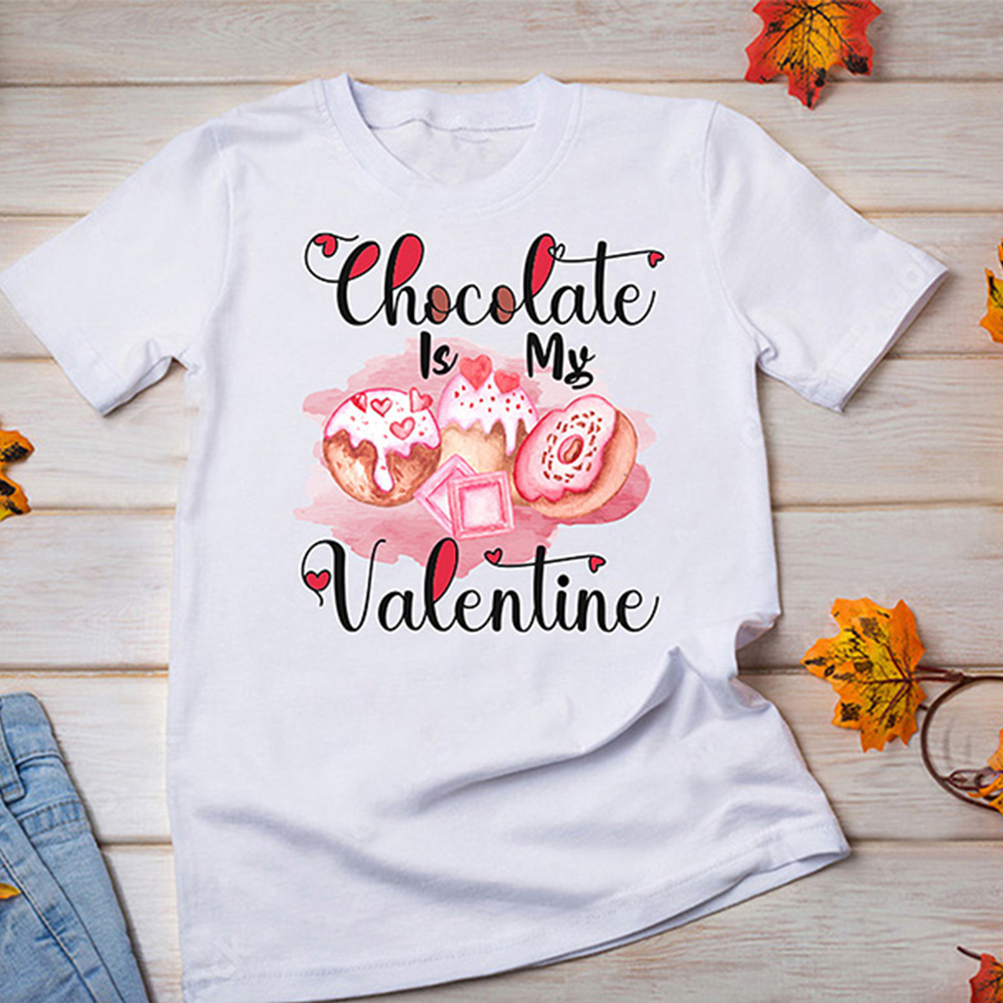 Image of t-shirt with adorable print on Valentines Day theme