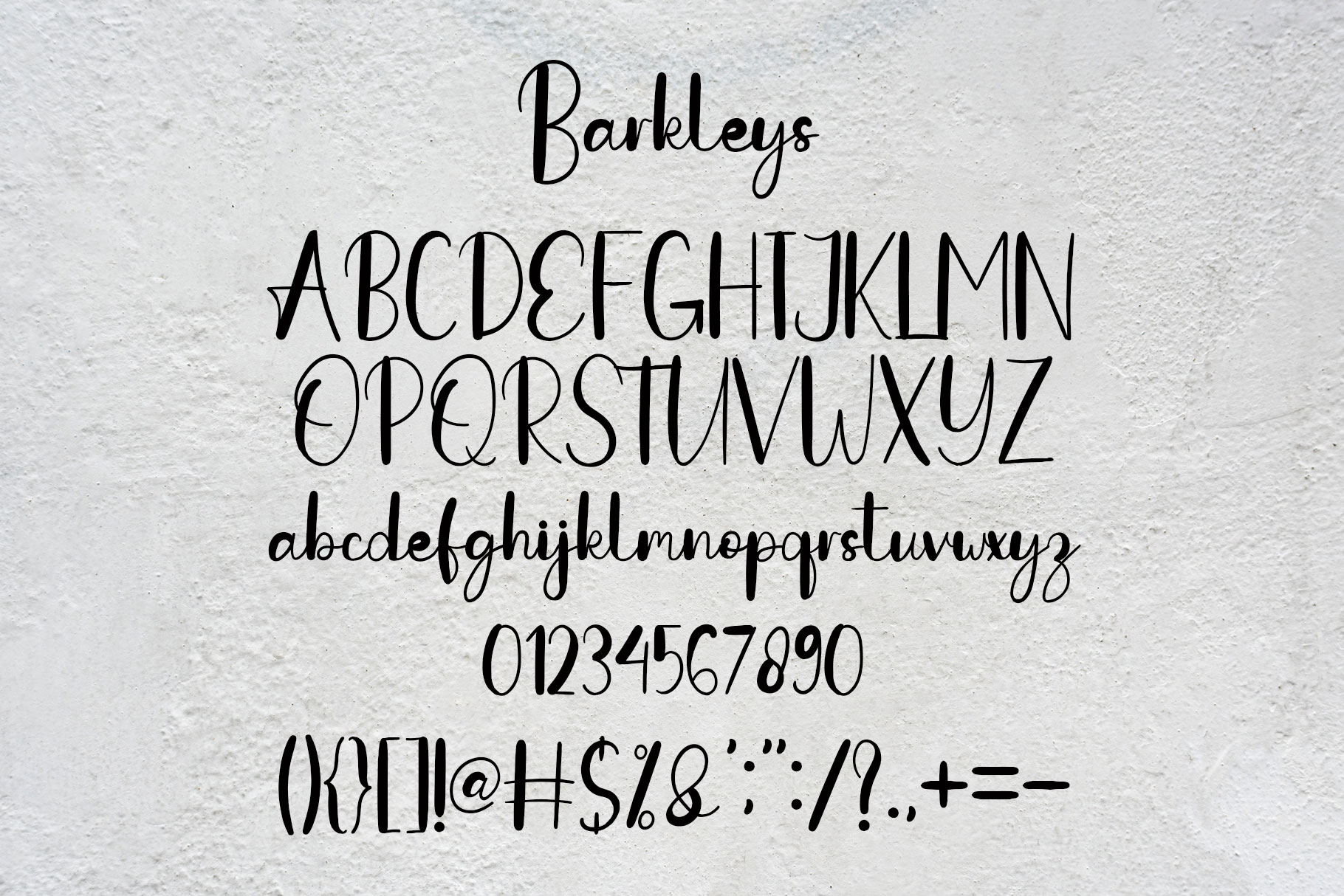 Image with symbols and letters of colorful font Barkleys