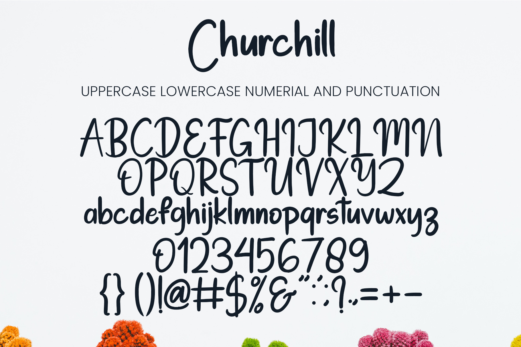 Image with symbols and letters of enchanting font Churchill