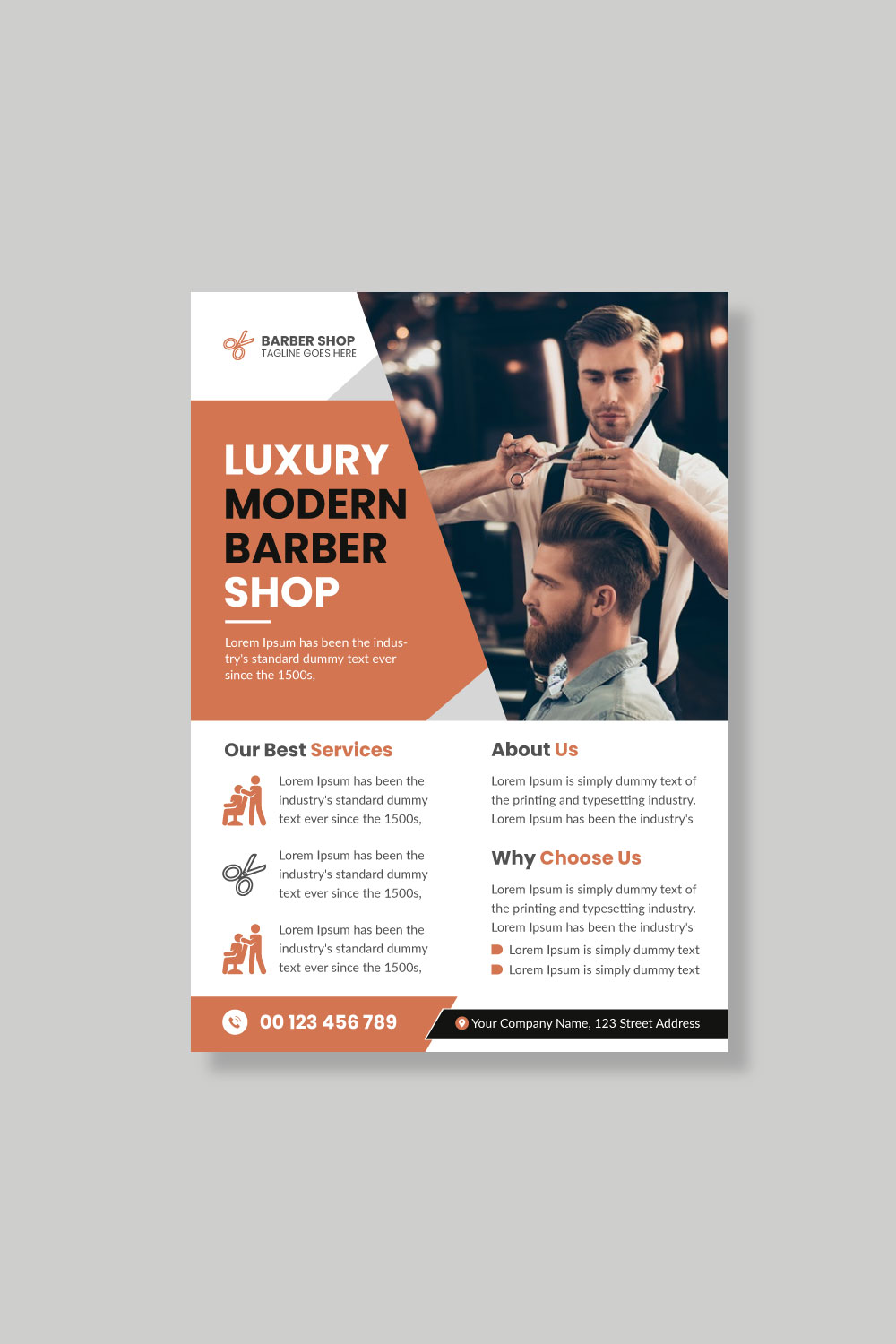 06 Luxury Barber Shop Flyer Or Poster Template pinterest image.