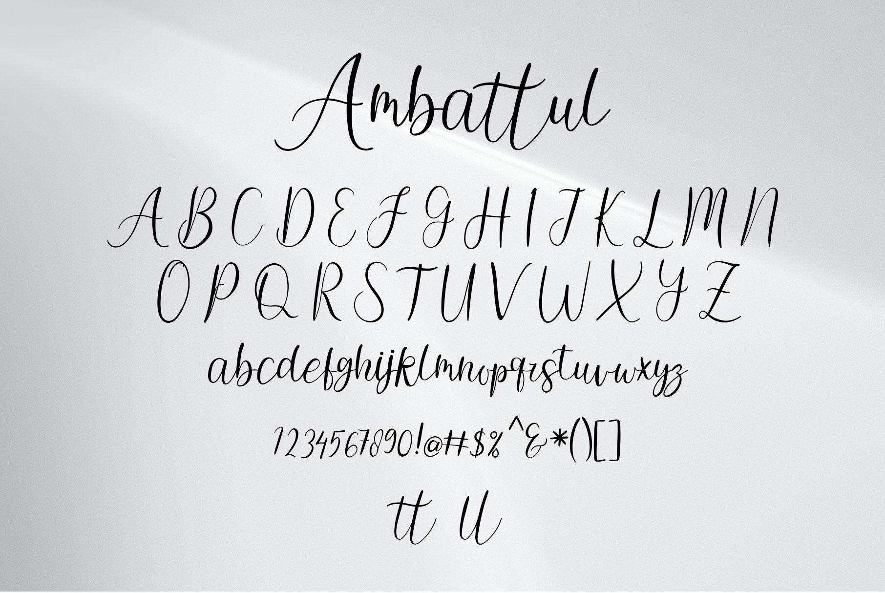 Image with symbols and letters of beautiful Ambattul font