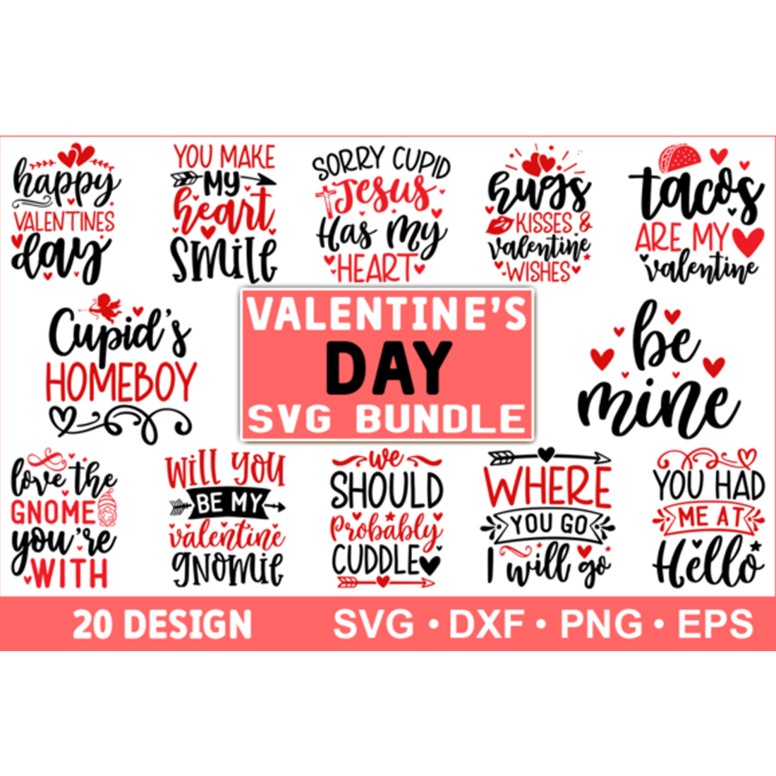 Valentine's Day SVG Bundle Design cover image.