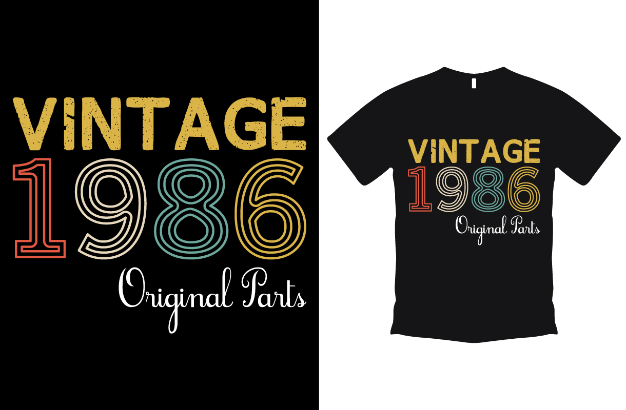 Vintage Birthday T-shirt Design preview image.