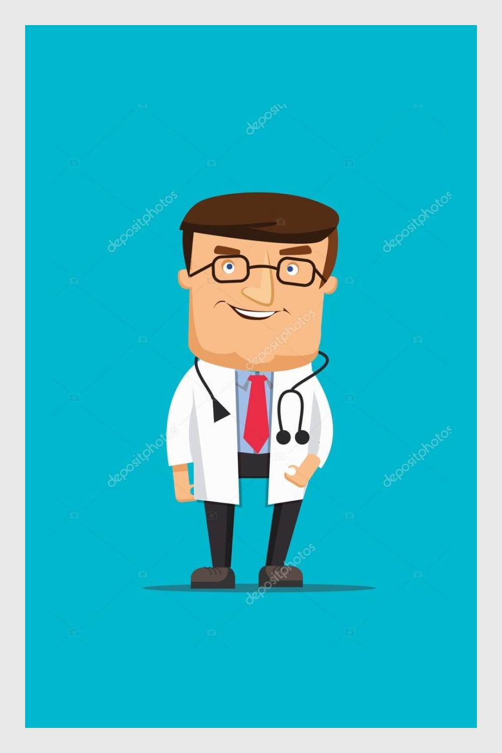 Professional clean doctor illustration wearing stethoscope.