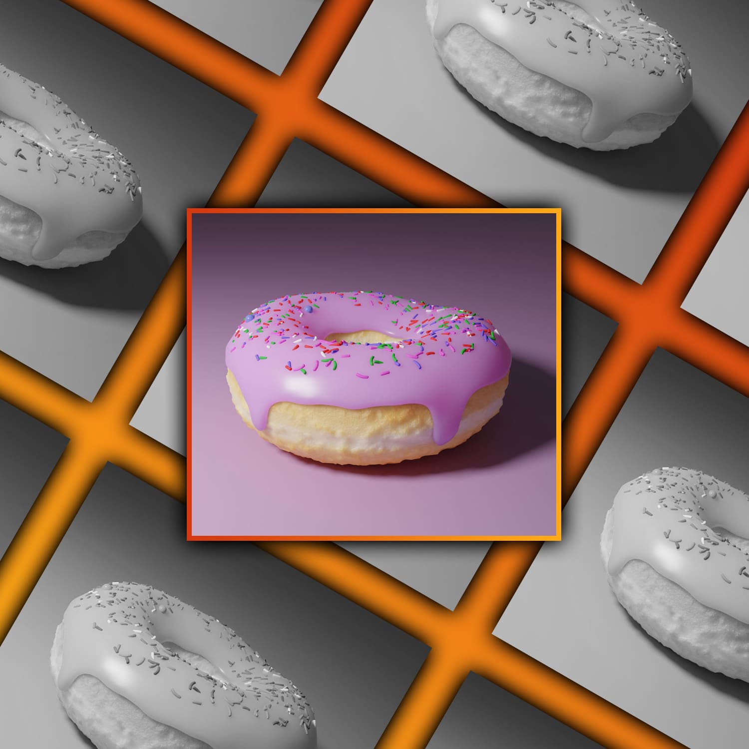 Realistic Big Glazed Donut 3D Model main image preview.