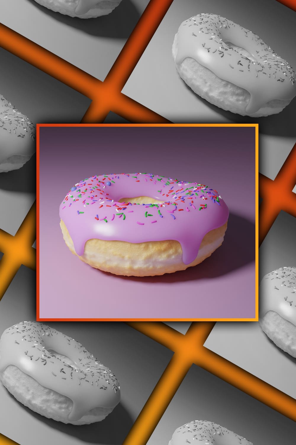 Realistic Big Glazed Donut 3D Model pinterest image preview.