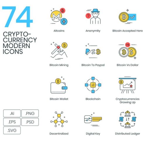 74 Cryptocurrency Modern Icons Main Cover.