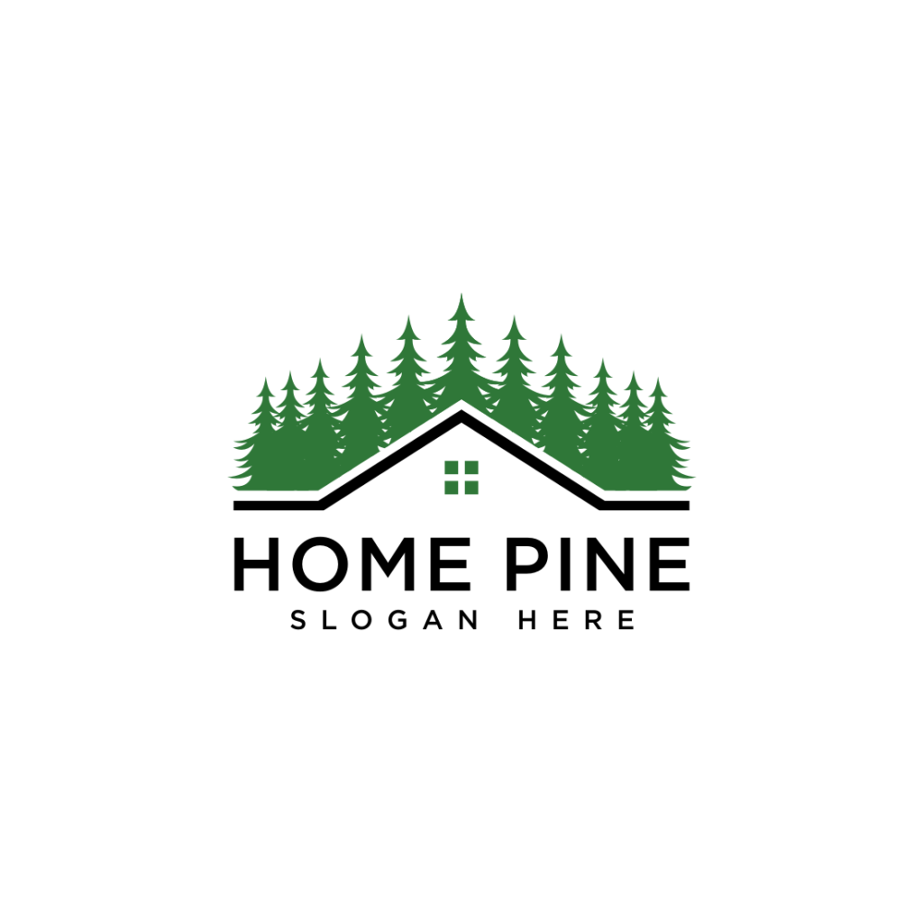 Home and Pine Tree Logo Vector Design | MasterBundles