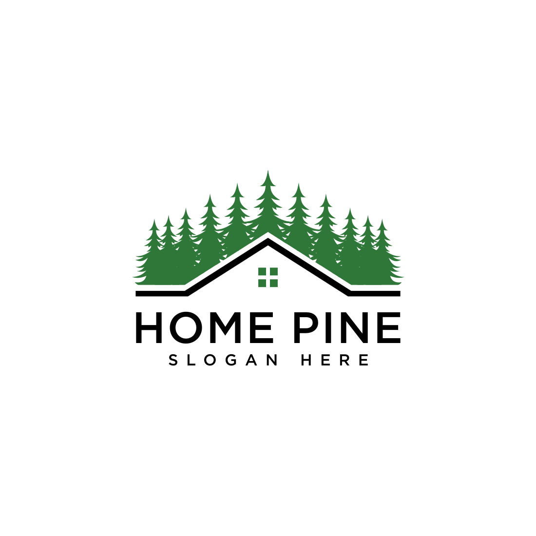 Home and Pine Tree Logo Vector Design cover image.